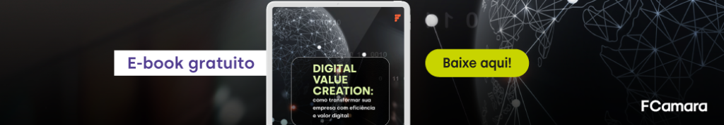 imagem de um tablet com um e-book sobre digital value creation dentro