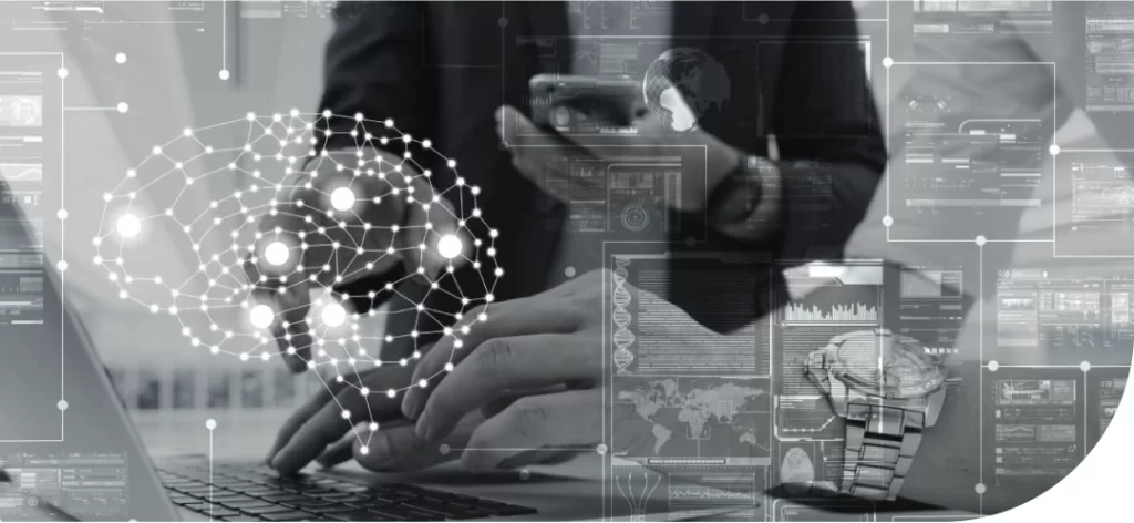 Mãos representando mão de obra de tipos de IA diferentes