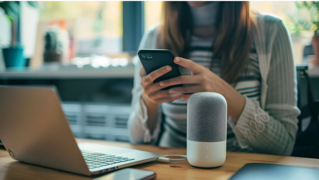 imagem de uma mulher fazendo uma compra pelo celular