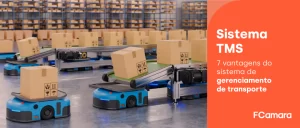 Máquinas trabalhando no armazém para ilustrar vantagens do sistema TMS
