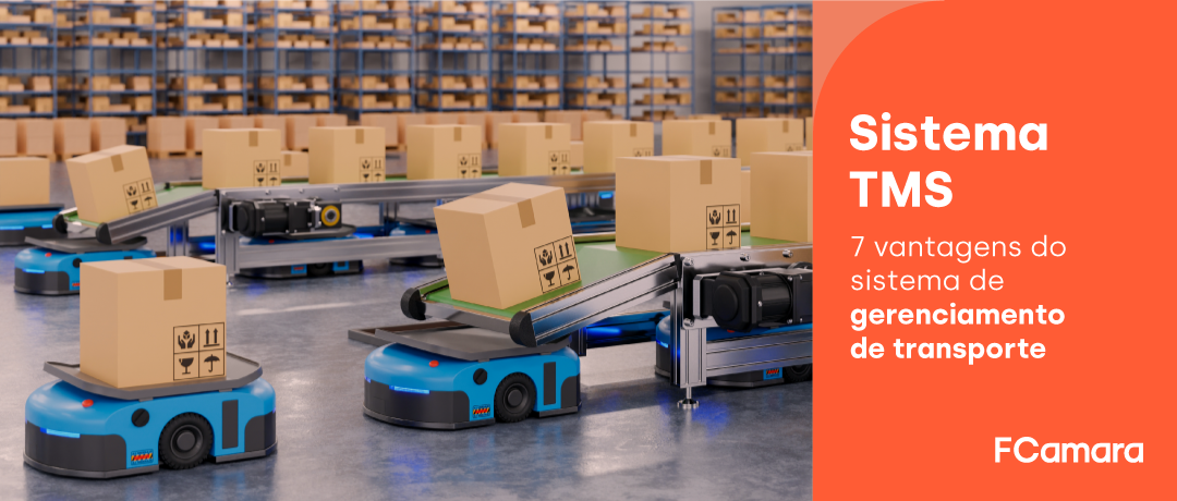 Máquinas trabalhando no armazém para ilustrar vantagens do sistema TMS