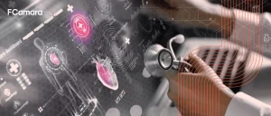 Imagem de estetoscópio e tela de computador para ilustrar para inteligência artificial na saúde