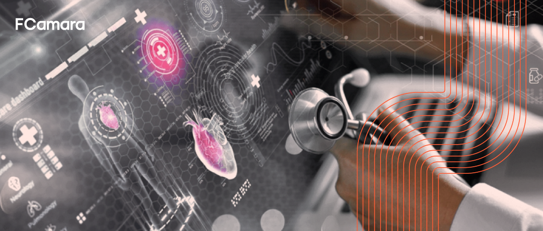 Imagem de estetoscópio e tela de computador para ilustrar para inteligência artificial na saúde